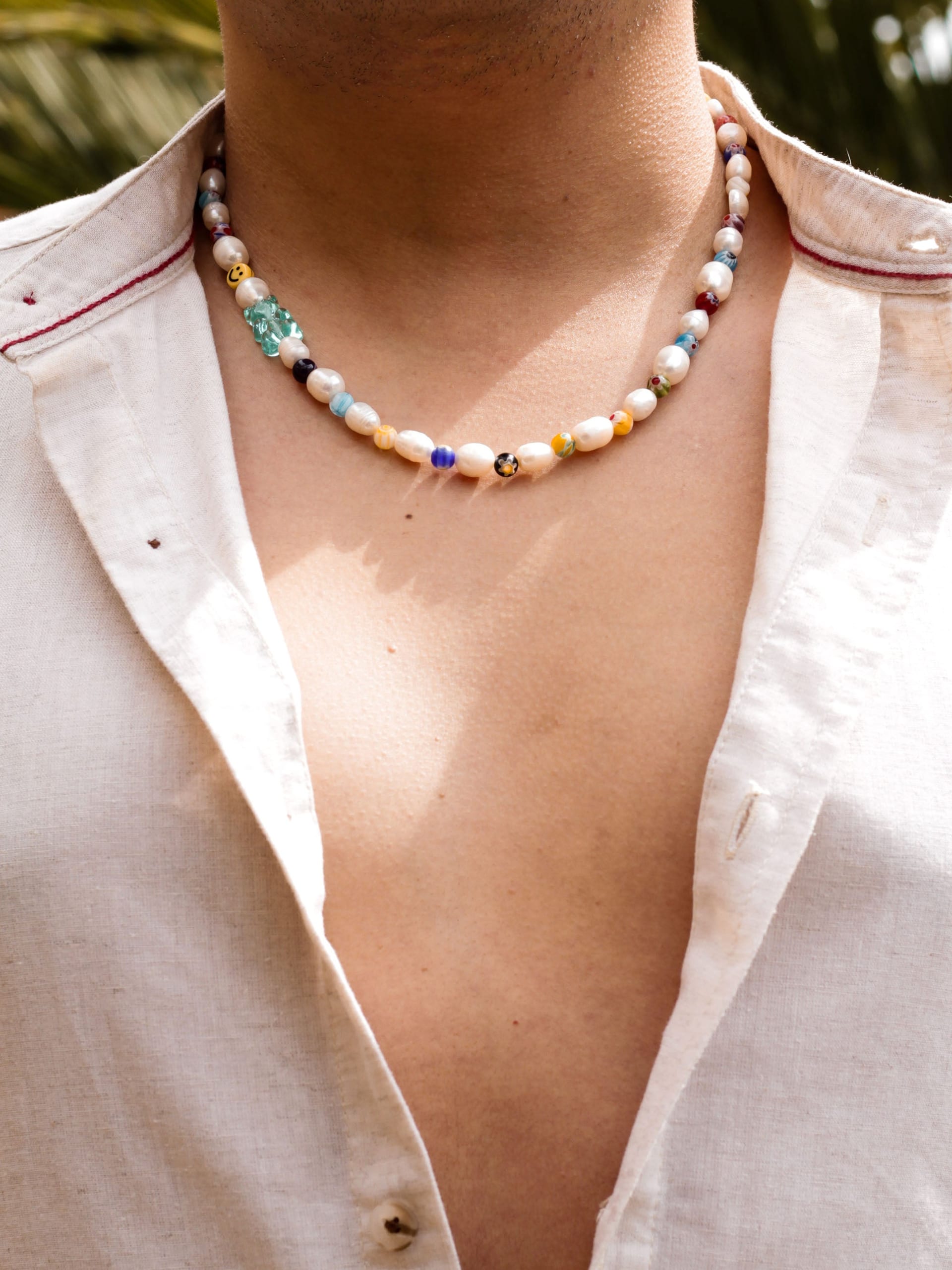 Collar Perla de Rio Millefiori 7mm - imagen 3