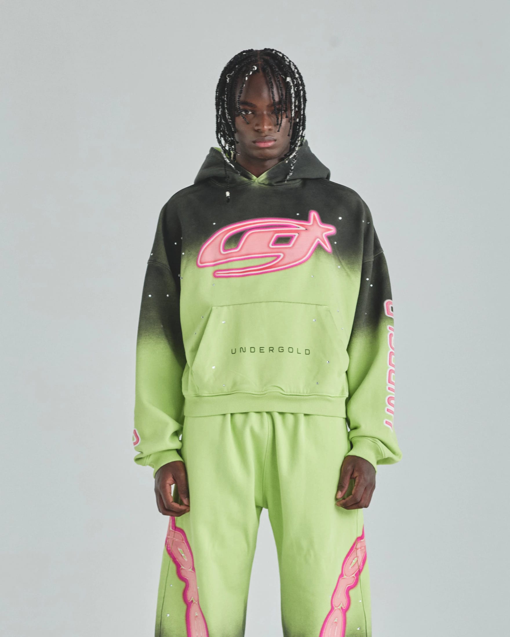 Act 1 Neon Boxy Fit Hoodie Faded Green - imagen 2