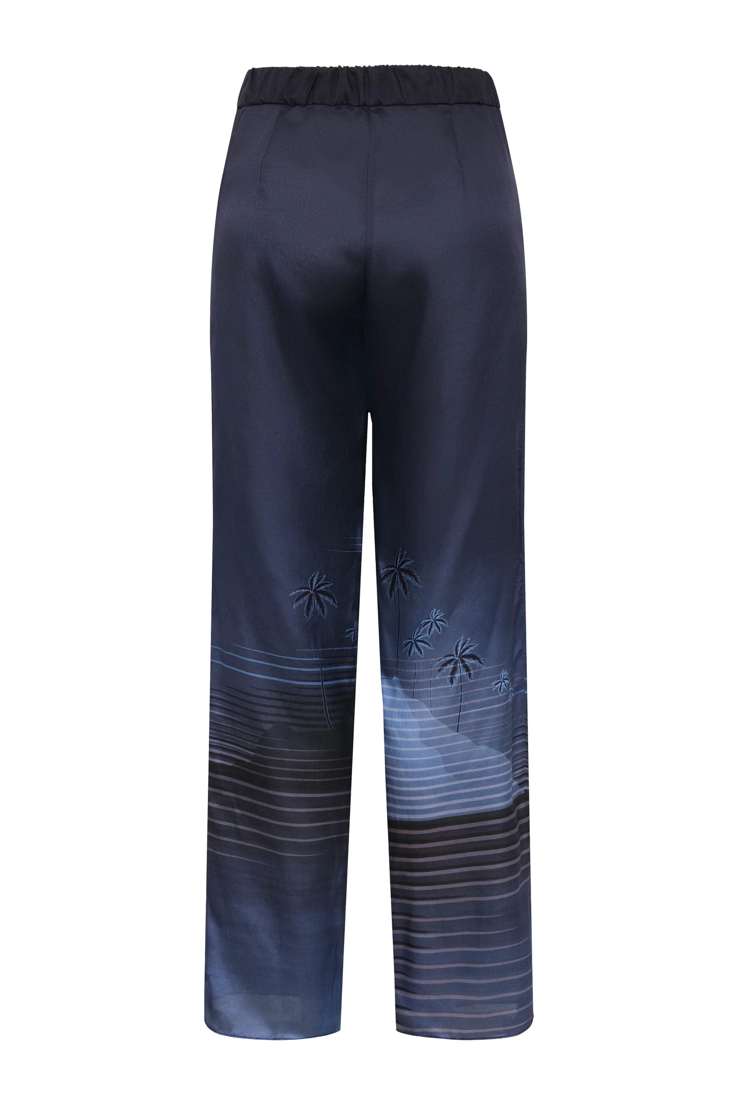 Santo Tomás Martellato Silk Pants / Navy Tropical Landscape - imagen 3