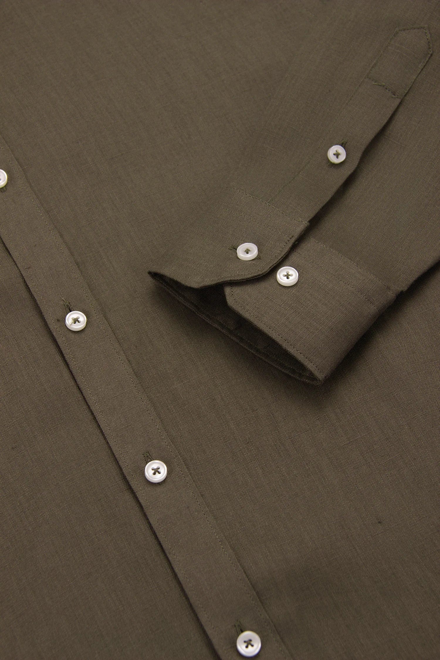 Camisa Button Down Lino Verde Oliva - imagen 3