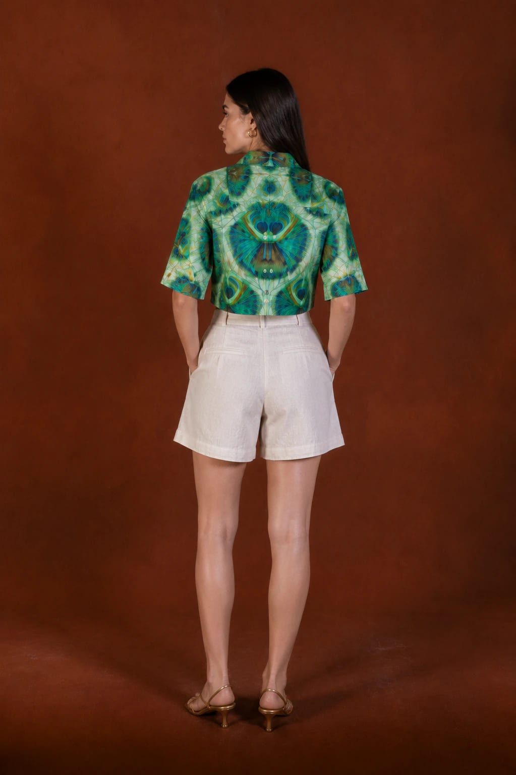Women's Iridis linen shirt green - imagen 3
