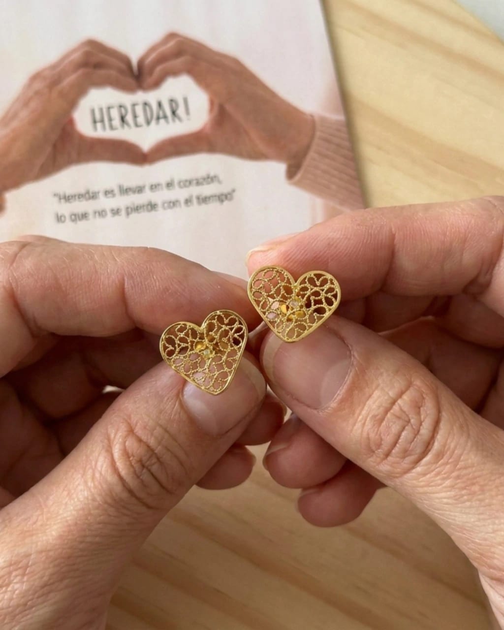 Topos corazón en plata Baño en Oro 24K . Colección Heredar - imagen 1