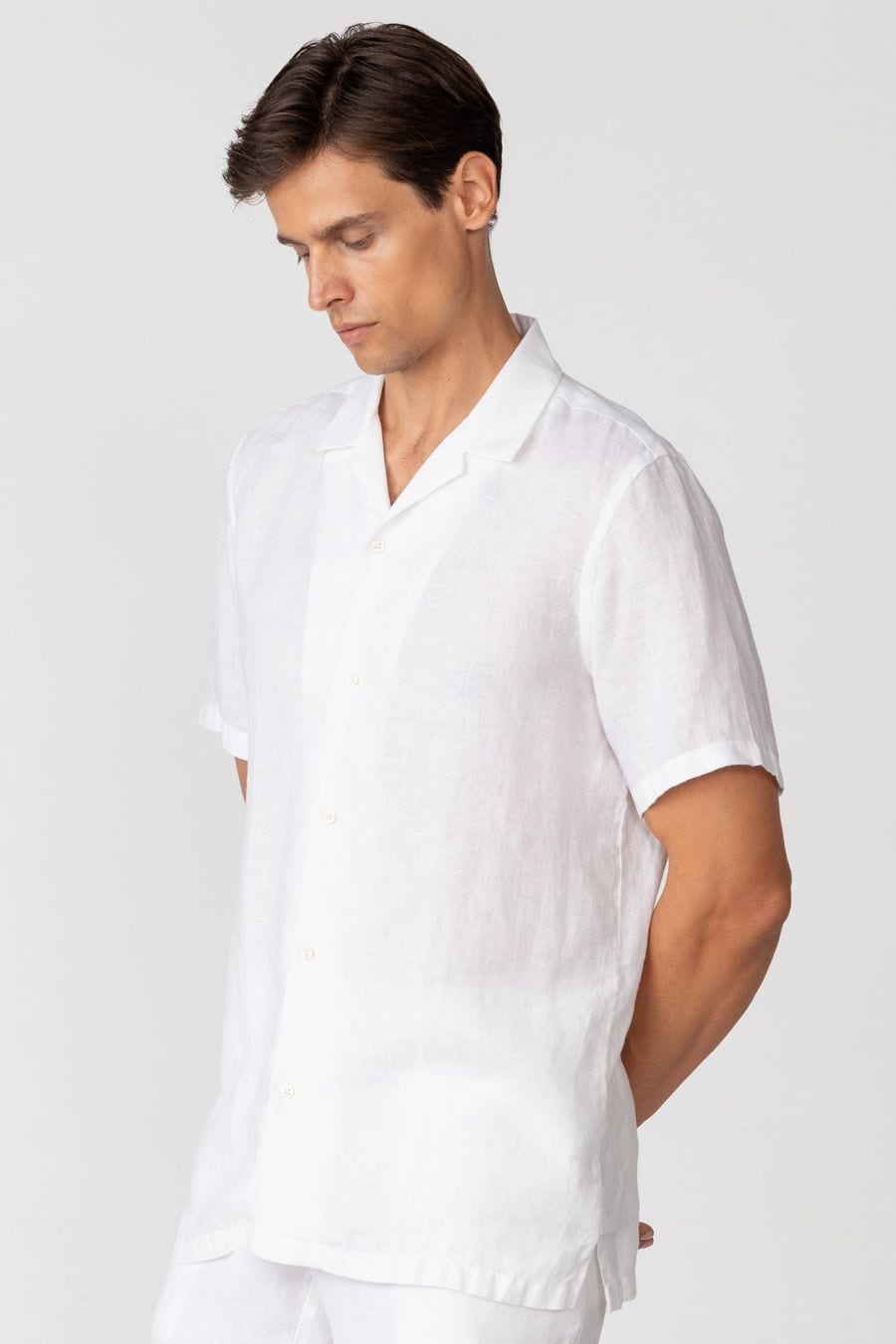 Men's linen shirt white epiro - imagen 4