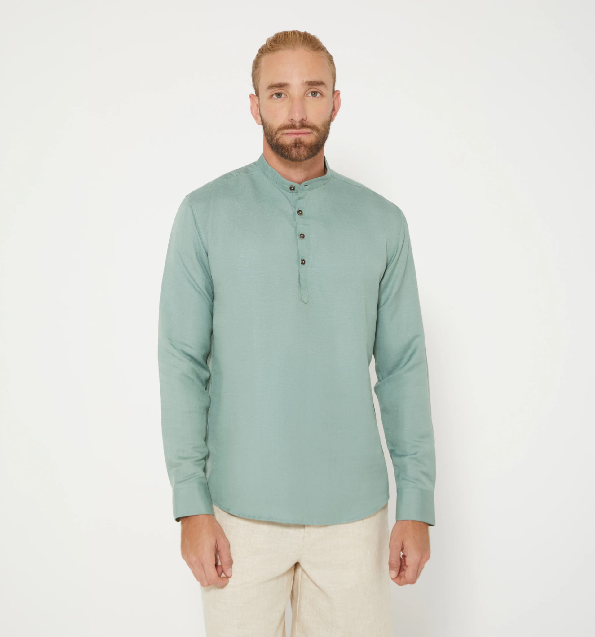 Camisa lino para hombre cuello nerú - imagen 11