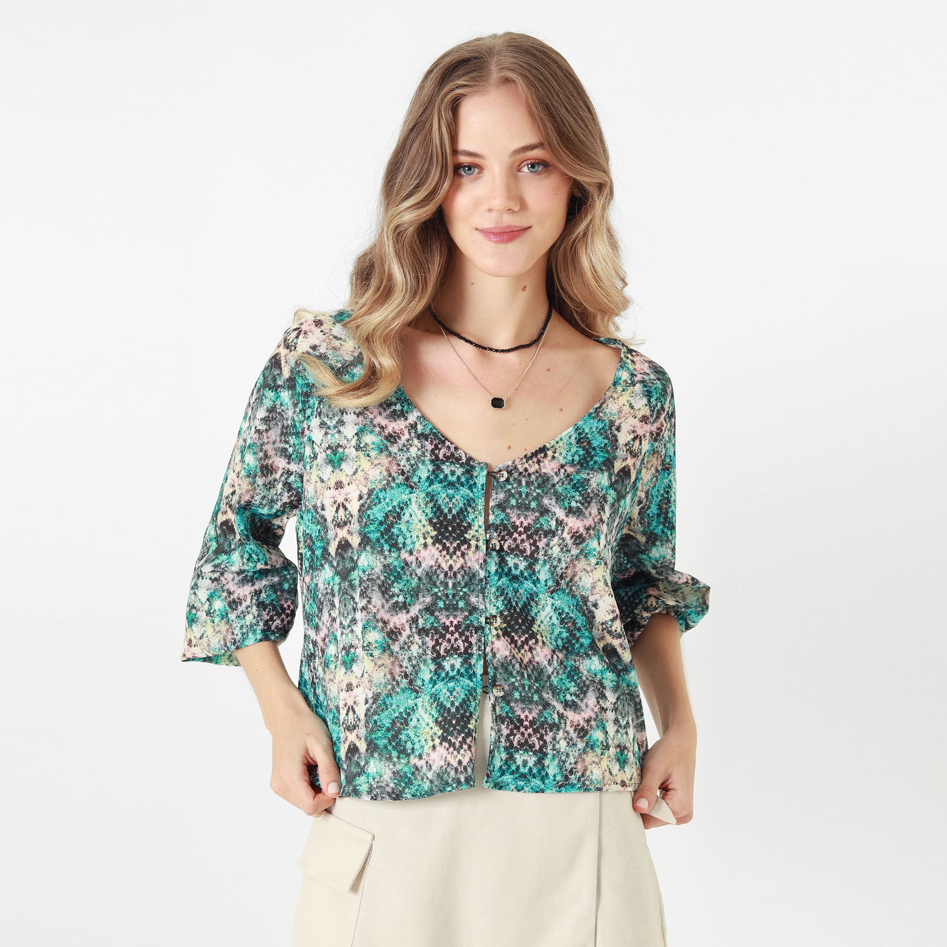 Blusa Cuello V Manga 3Cuartos - imagen 5