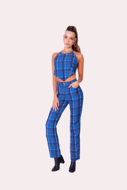Howdy Top In Blue Tartan - imagen 1