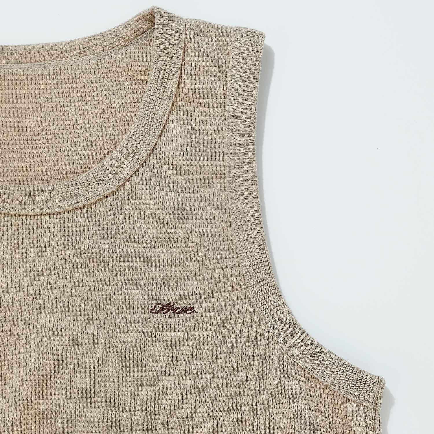 Textured Sleeveless T-Shirt - Sand - imagen 4