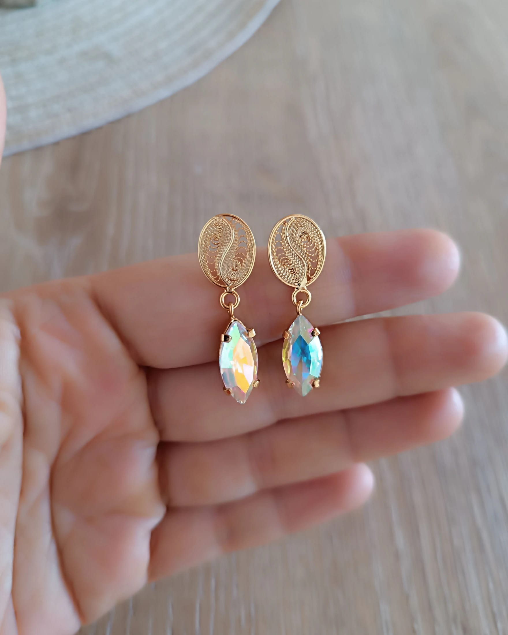 Aretes granito de café y cristal boreal - imagen 6