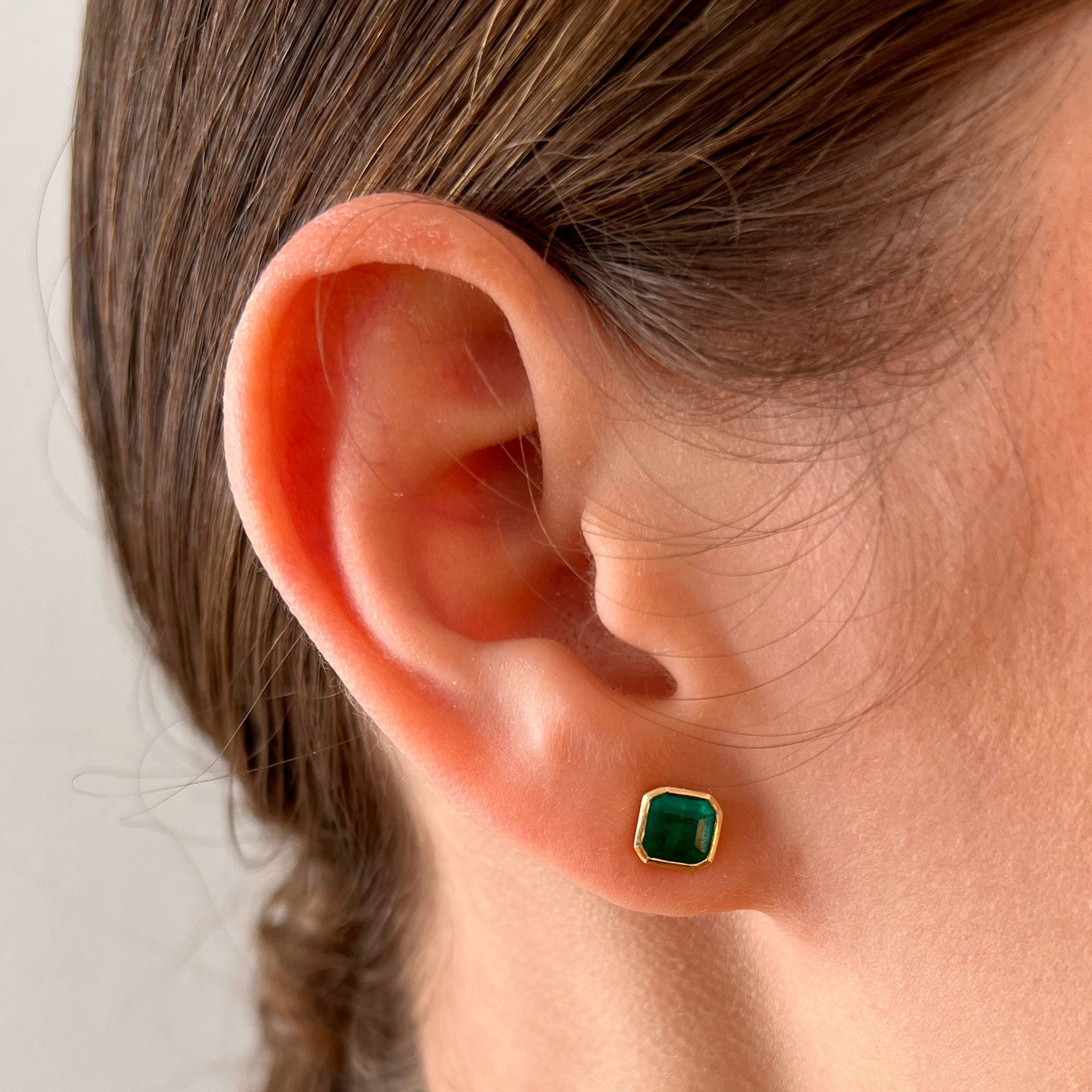 Aretes Topo - Esmeralda Cuadrada - imagen 4