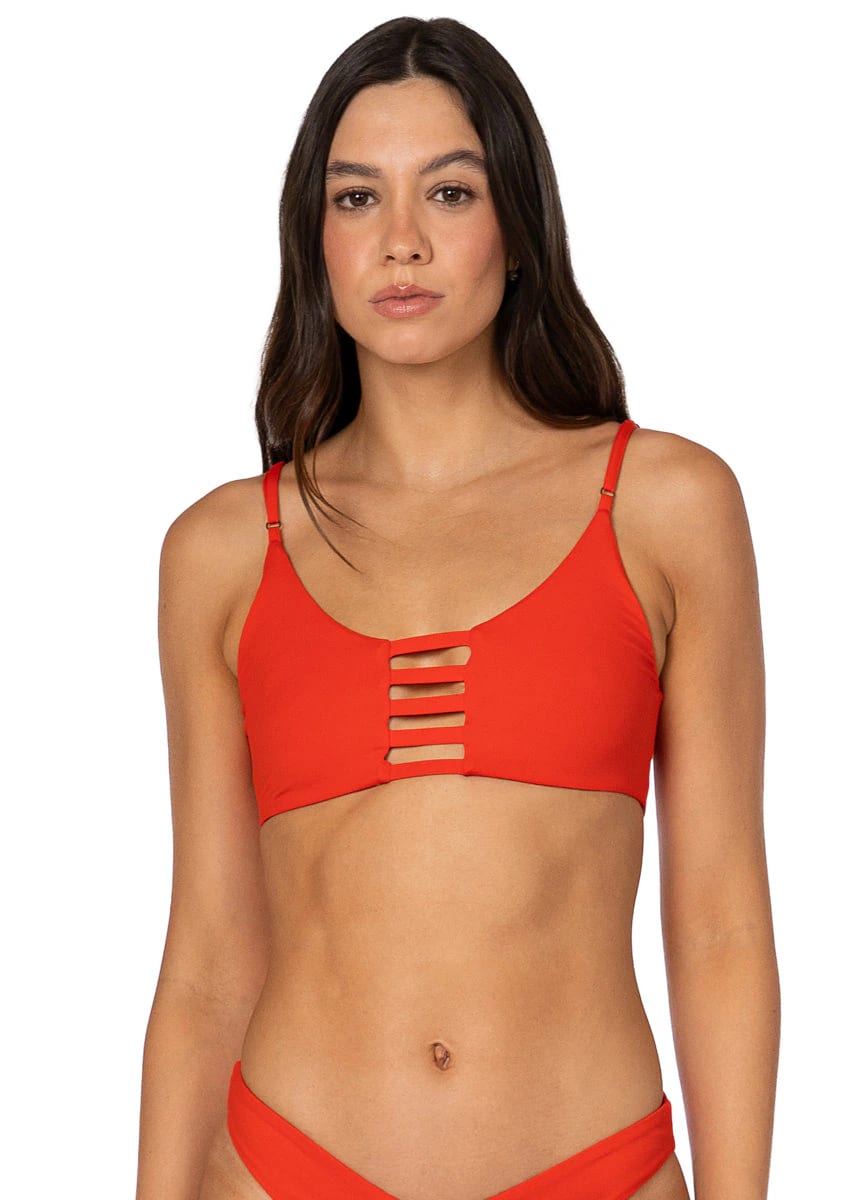 Maaji Red Camelia Praia Classic Bralette Bikini Top - imagen 6