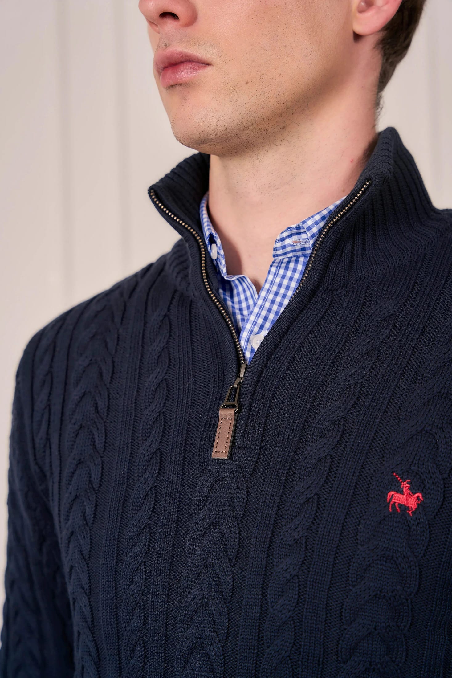 Suéter Halfzip Trenzado Rib Hombre Azul Oscuro - imagen 4