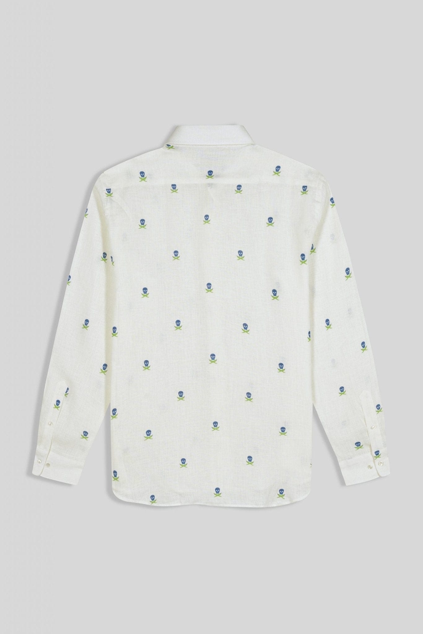 Men's linen shirt separated skulls white - imagen 2