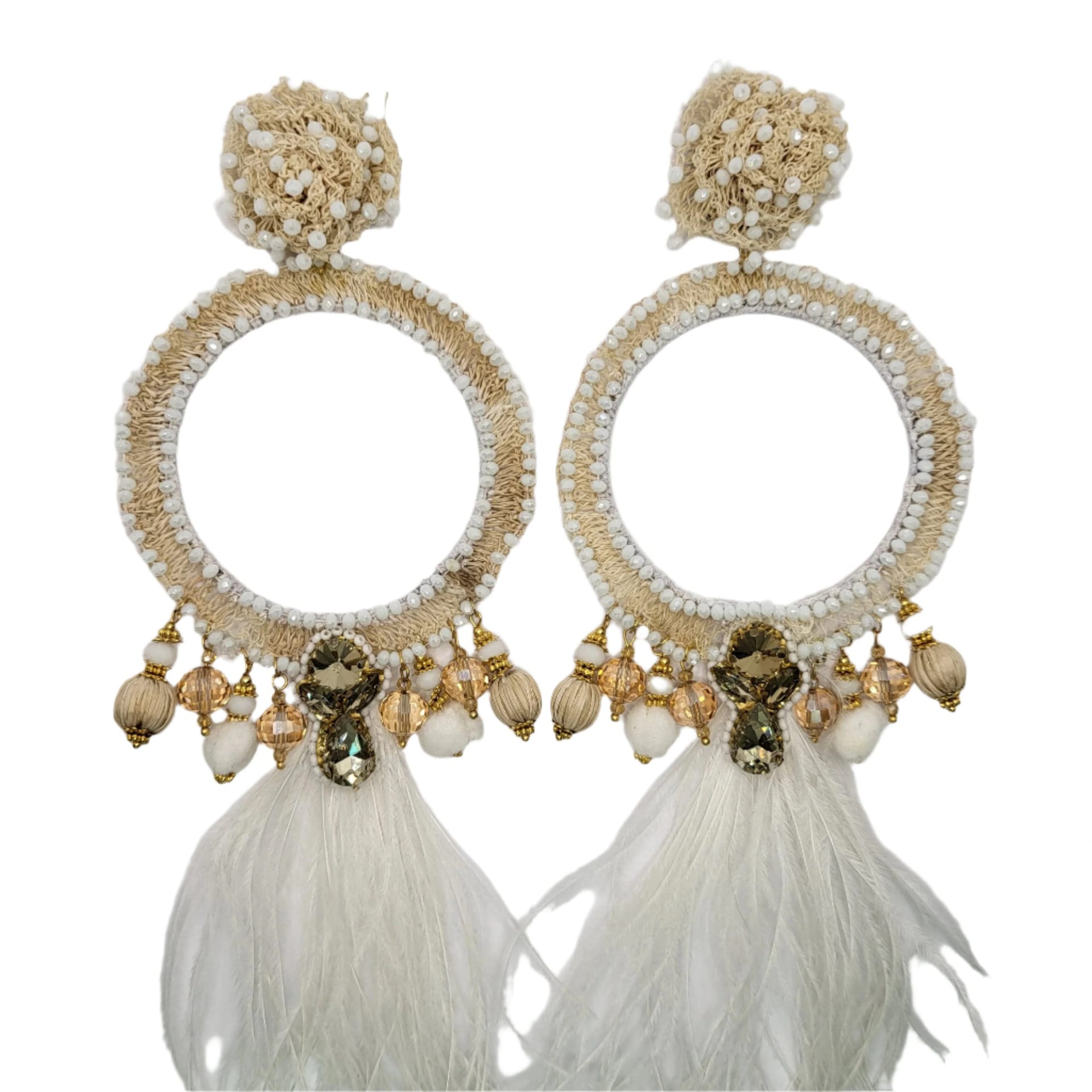 White Whole Moon Earrings - imagen 1