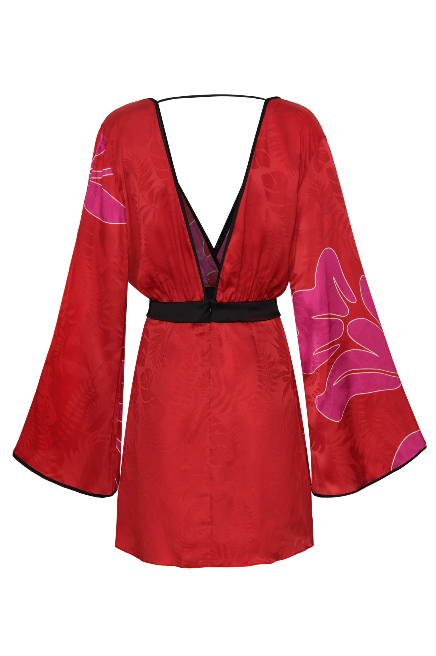 Francisca Silk Jacquard Mini Dress / Red & Fuchsia Maxi Buganvilia - imagen 3