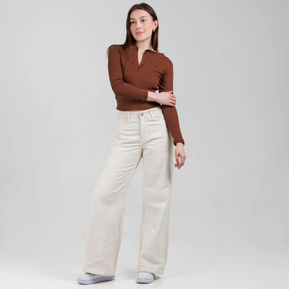 Jean Wide Leg Marfil Ax-3070 Rigido - imagen 1