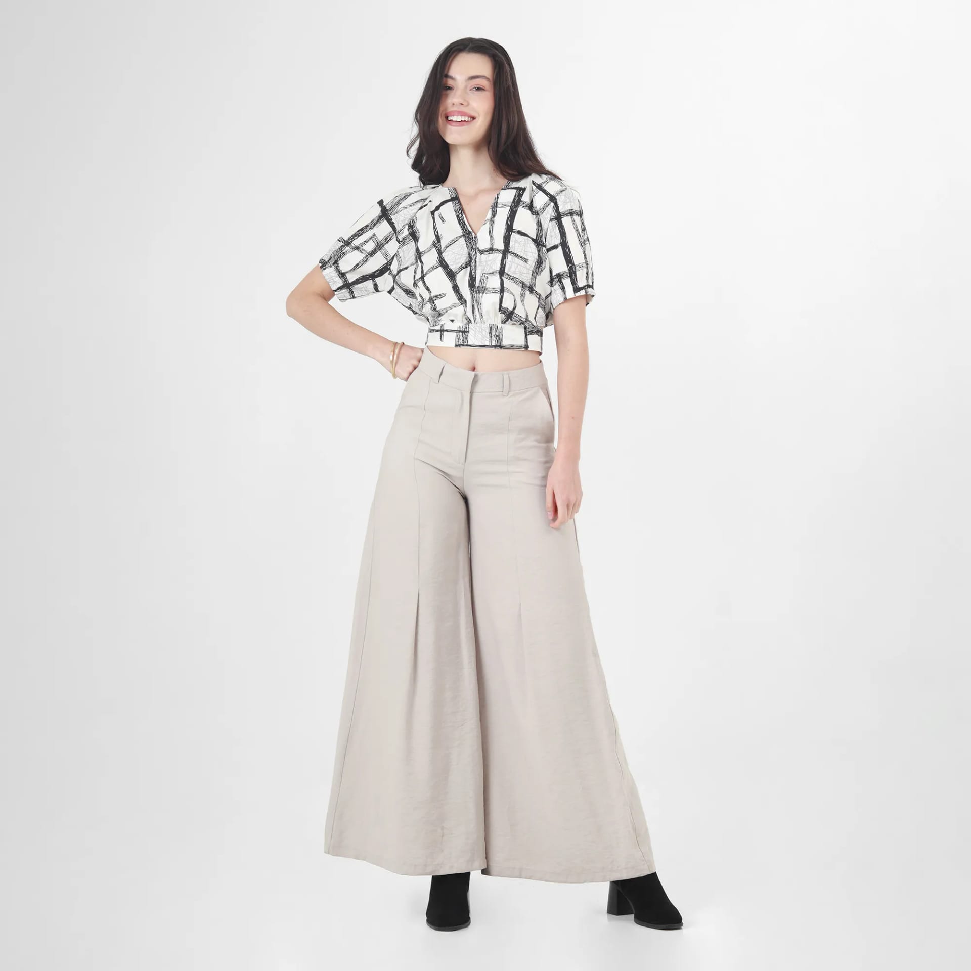 Pantalon Tiro Alto Bota Palazzo - imagen 1
