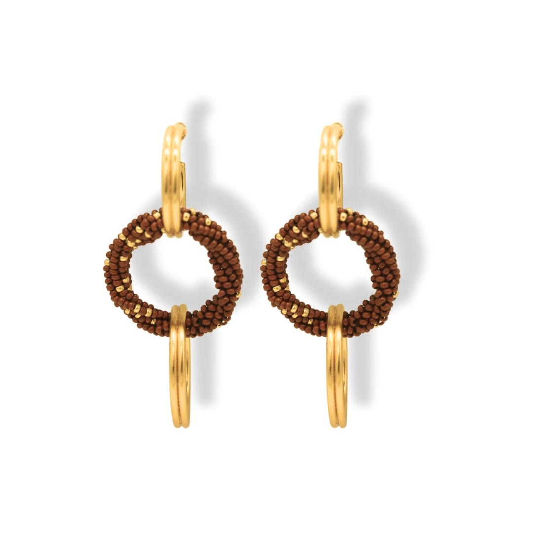 Aretes entrelazados tejidos triples terracota - imagen 2