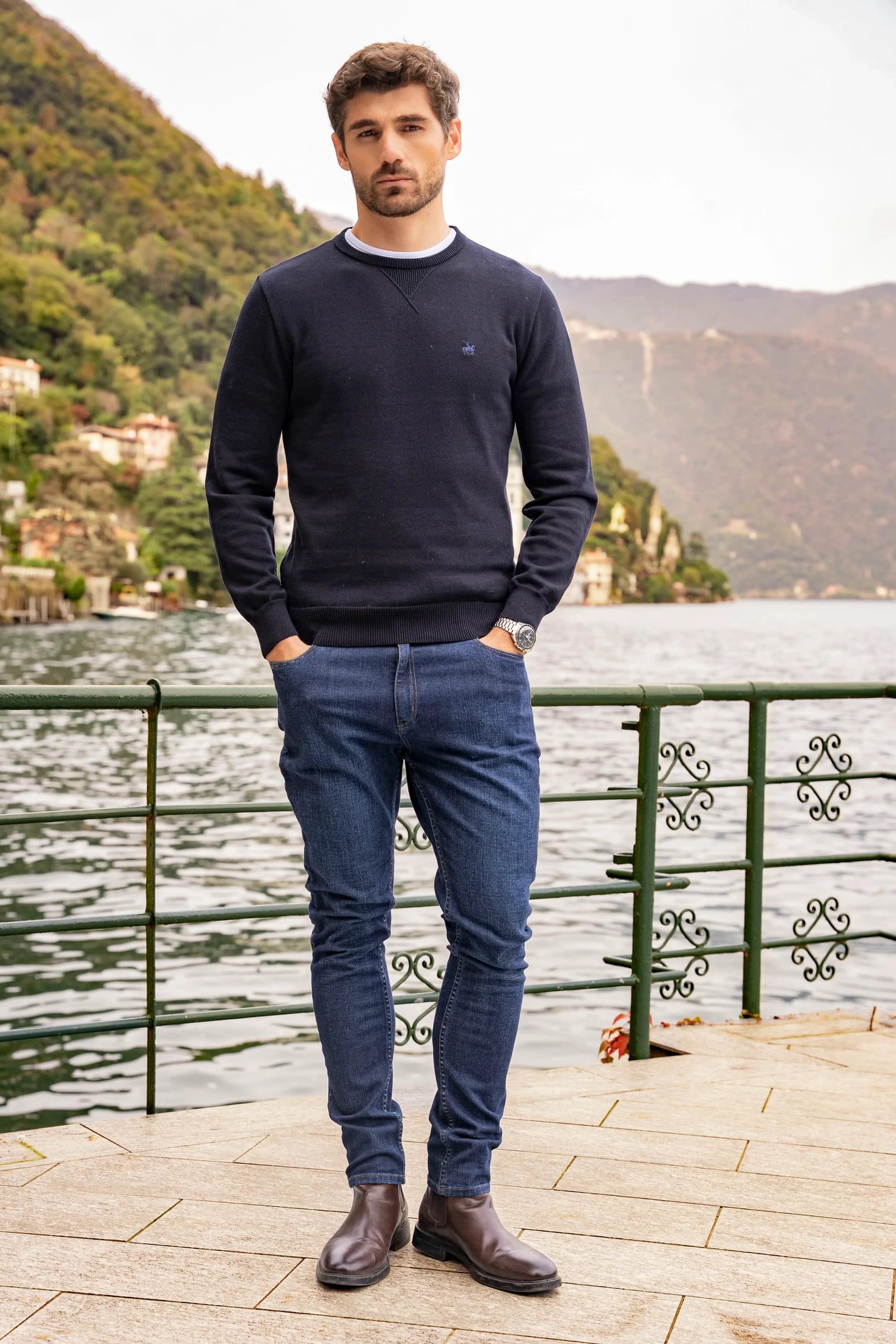 Suéter Crewneck Hombre Azul Oscuro - imagen 3