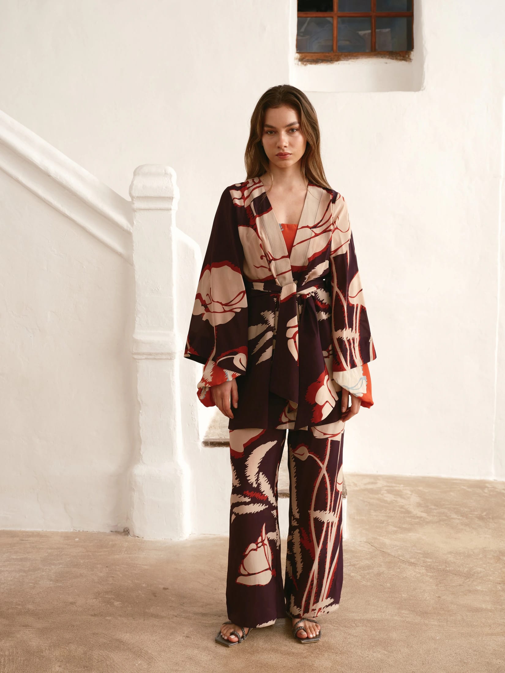 Joaquina Crepe Chine Mini Tunic / Purple Gladiolos - imagen 1
