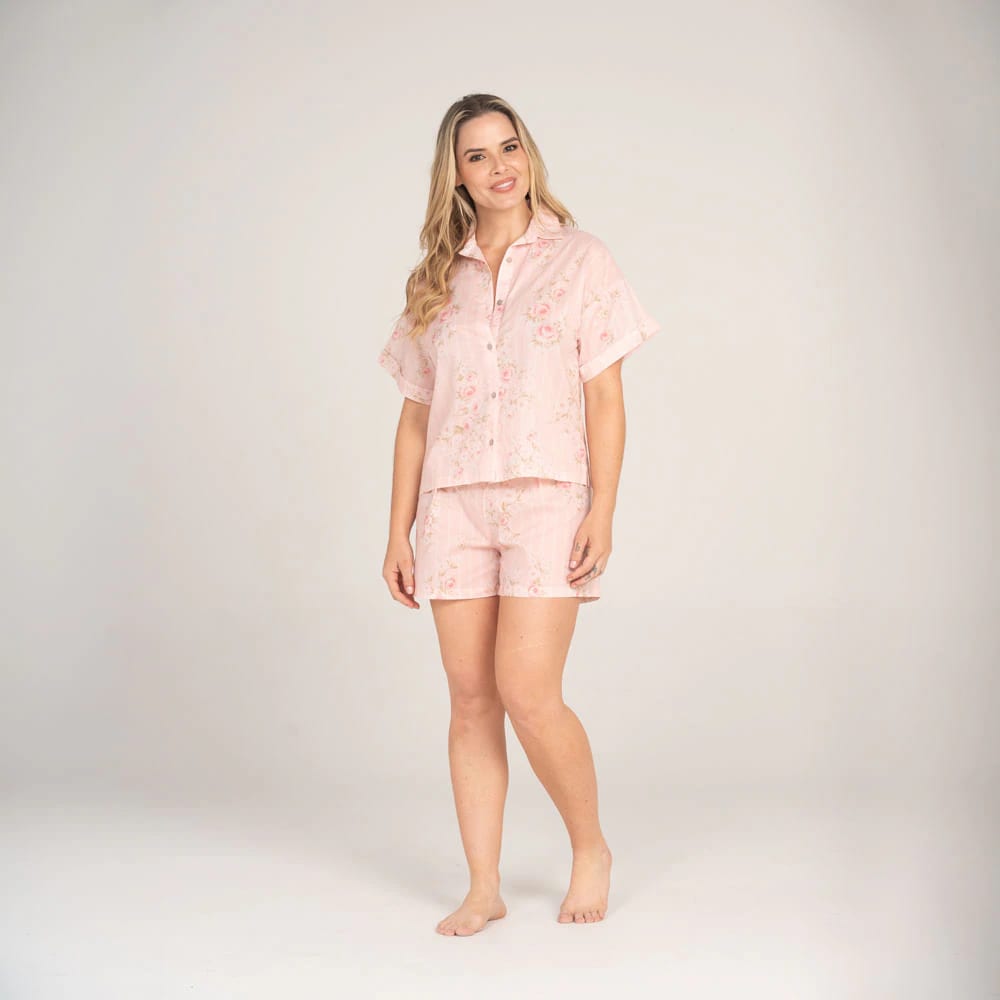 Conjunto de Pijama Short Estampado Mandarina. - imagen 1