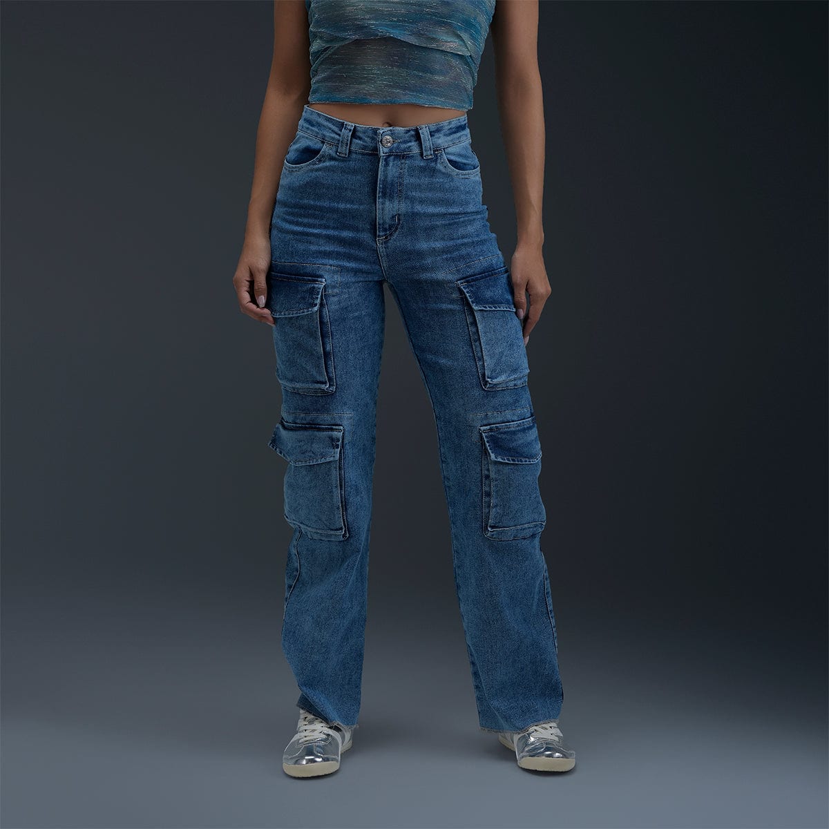 Jeans Cargo Azul Mujer - imagen 1