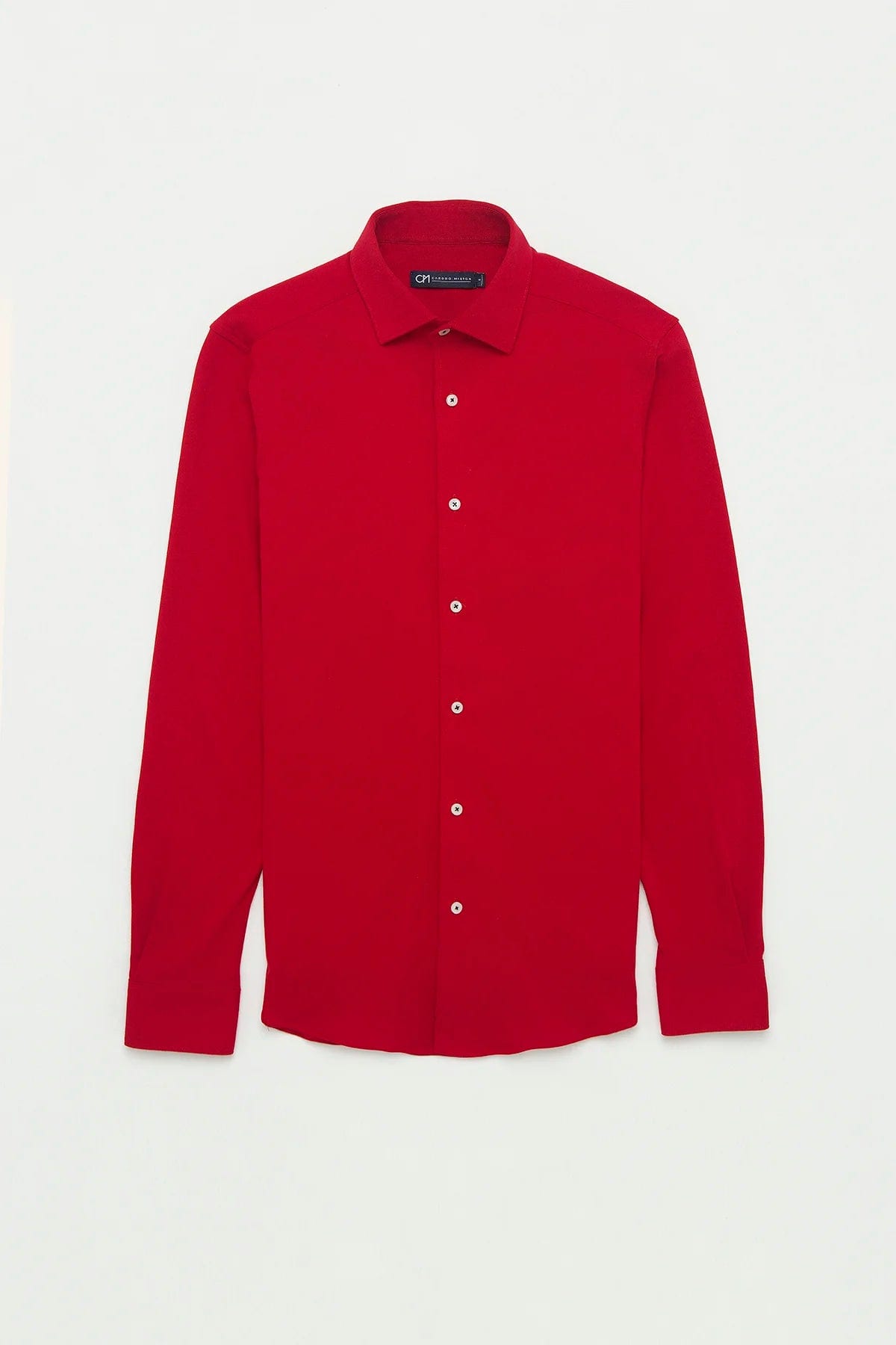 Camisa Piqué Botón Contraste Algodón Rojo - imagen 1