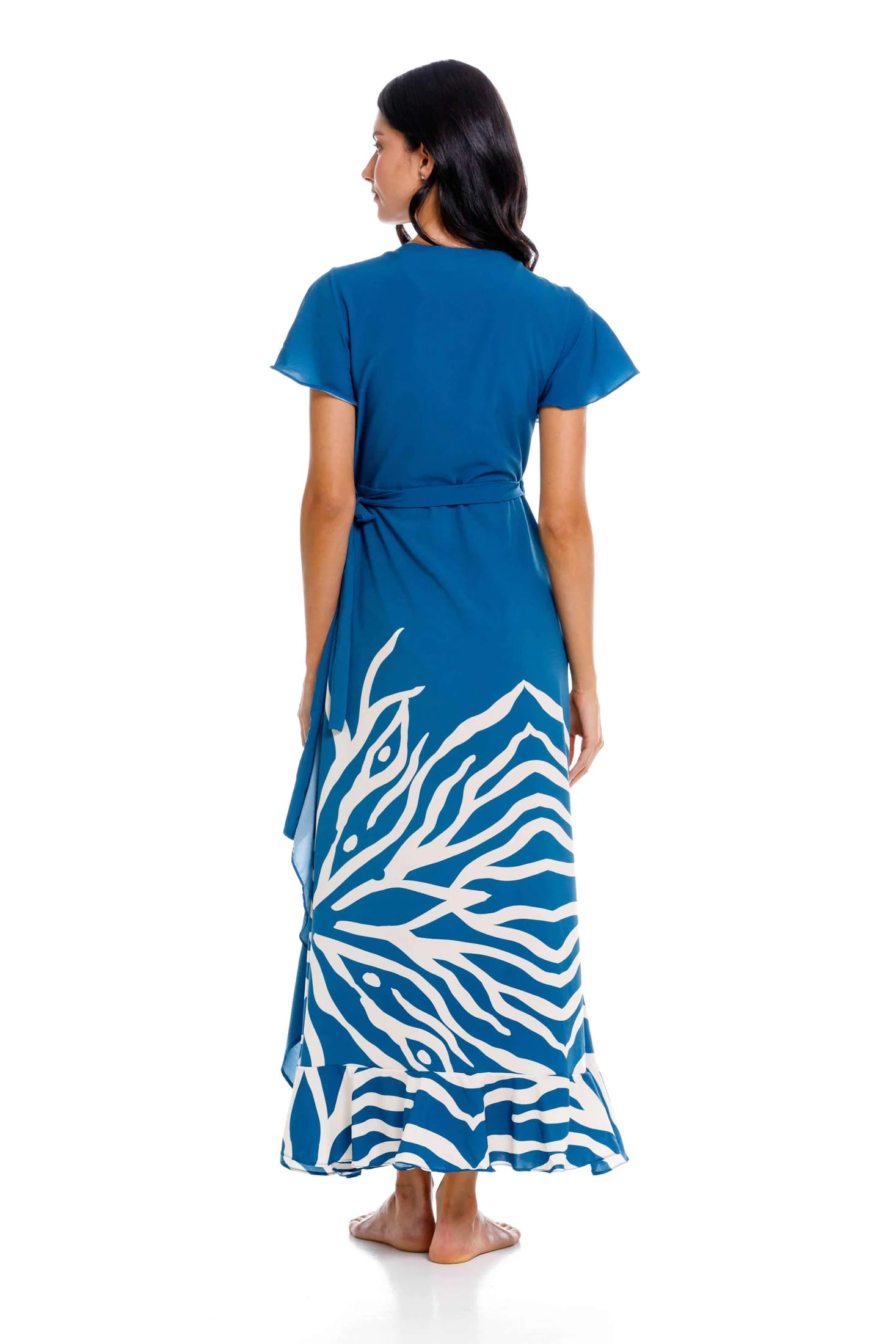 Vestido Largo Seis Boleros Coral Azul - imagen 5