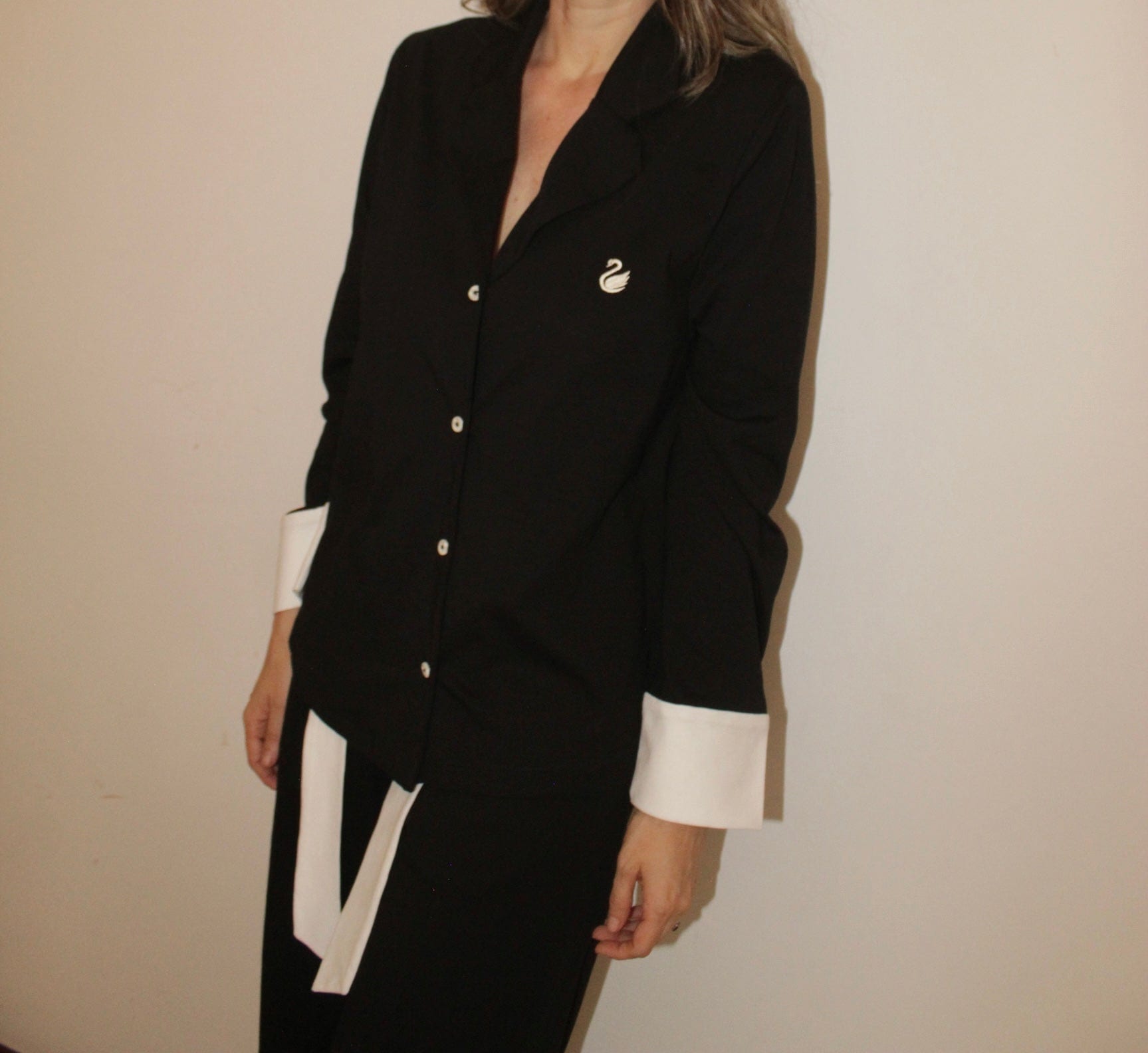 PIJAMA HOJAS DE NIEVE BLACK/WHITE - imagen 1