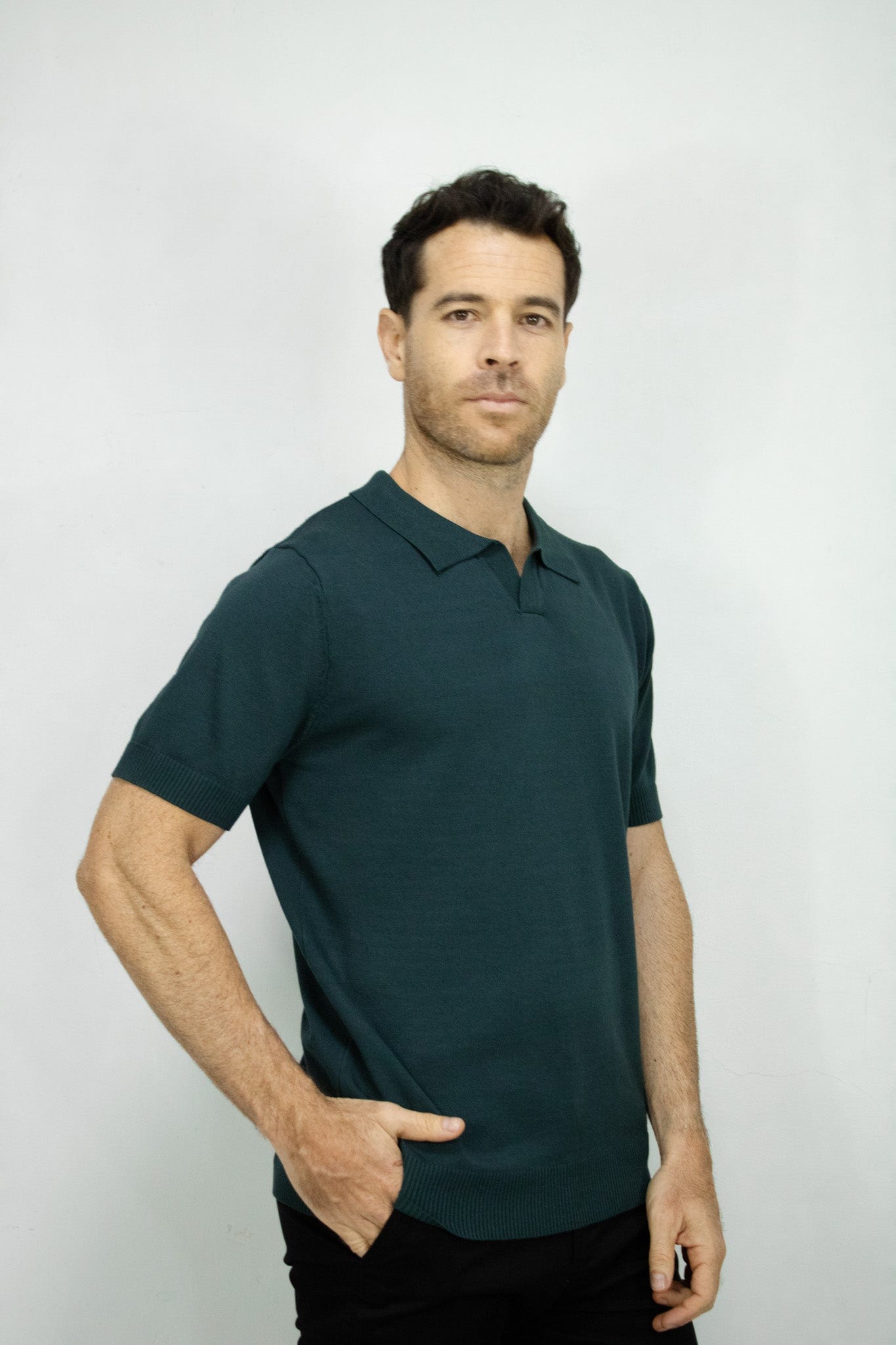 POLO TEJIDA VERDE OSCURO PARA HOMBRE - imagen 2