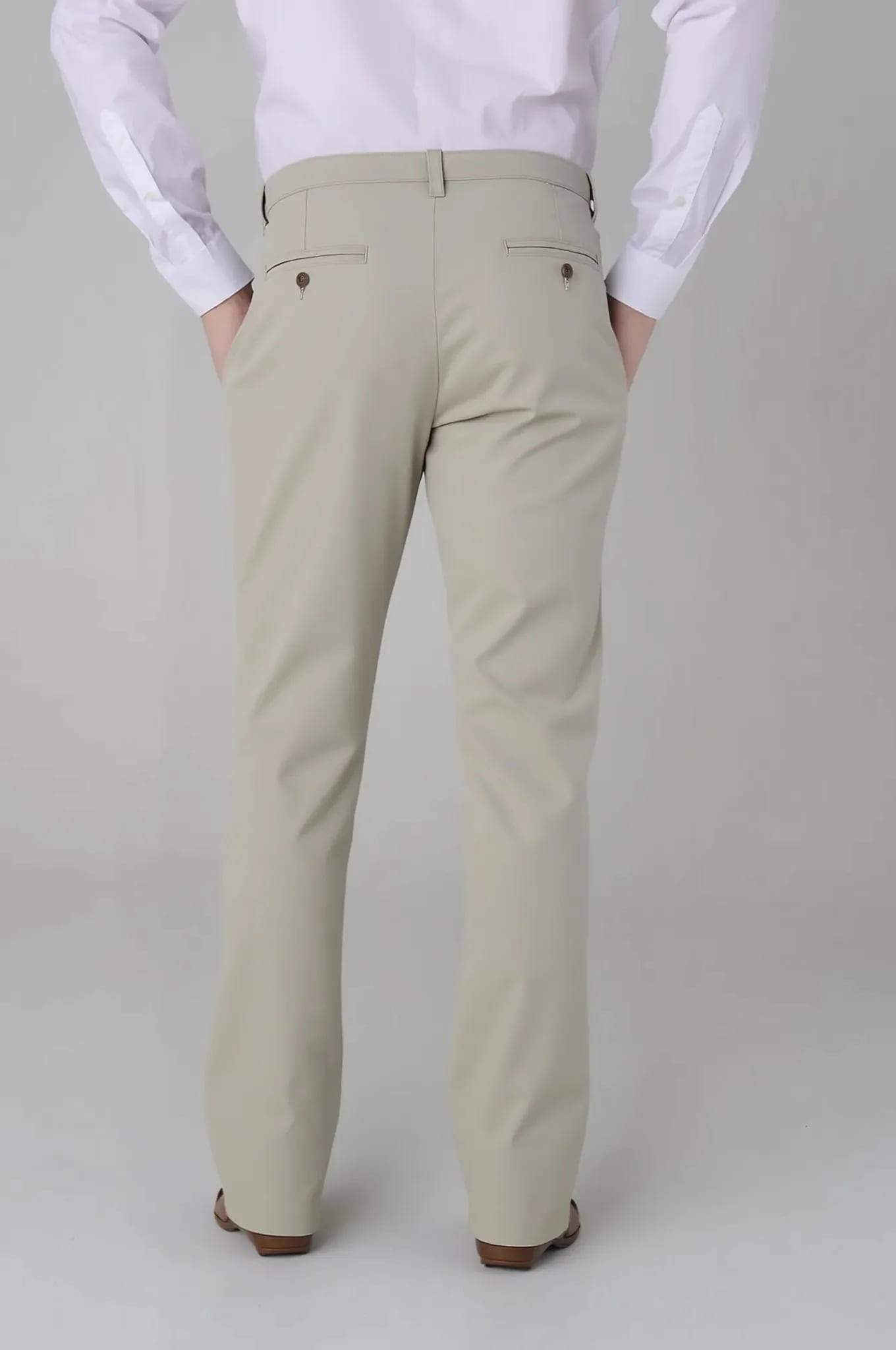 Pantalón Clásico Beige en Lino y Algodón - imagen 2