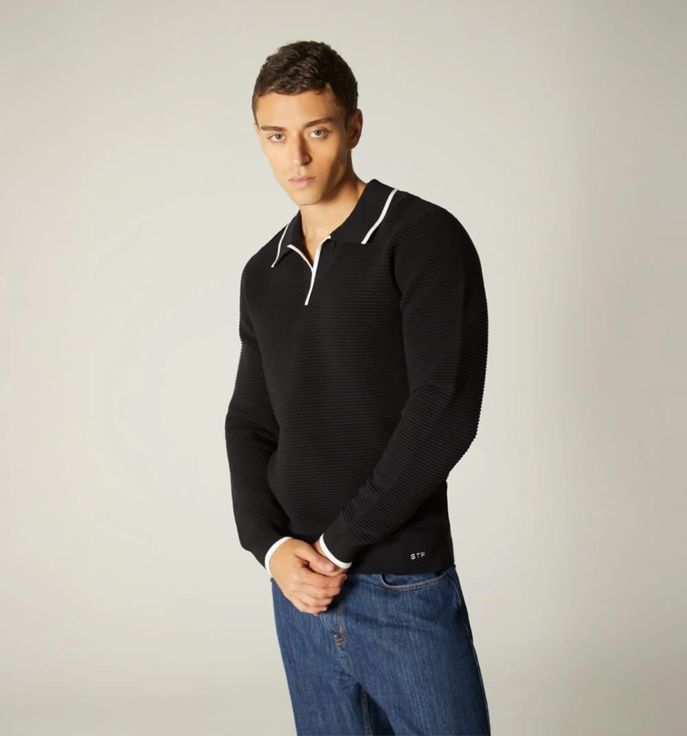 Buzo para hombre tejido ottoman cuello v - imagen 2