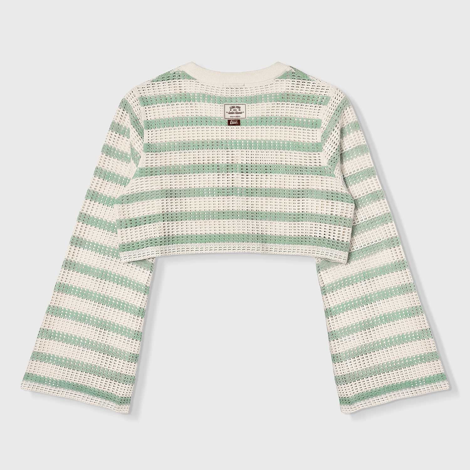 Texture Wide Sleeve Crop Top - Cream - imagen 4
