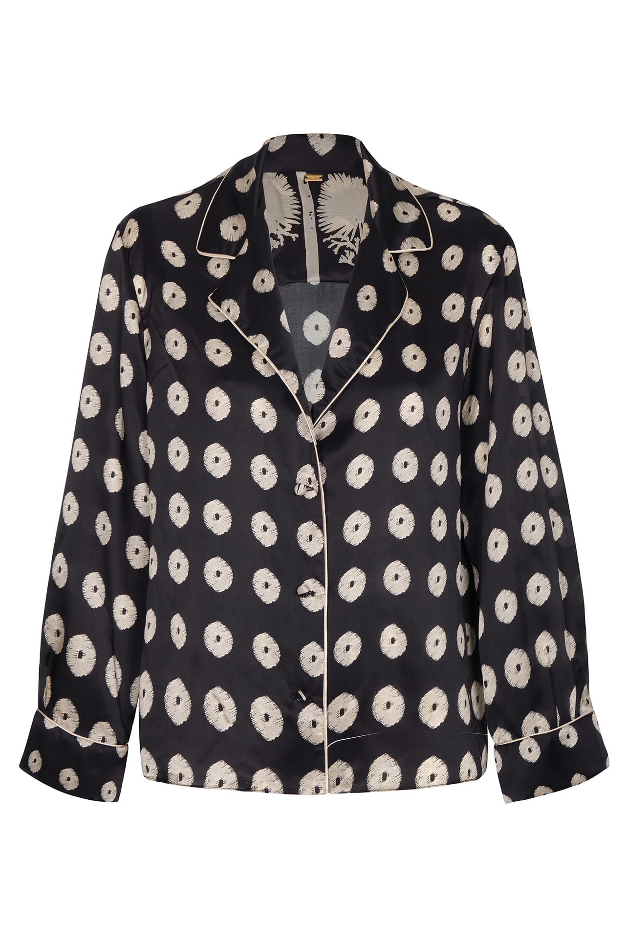 Noches de Luna Satin Silk Blouse / Black Mini Palms Cream - imagen 1