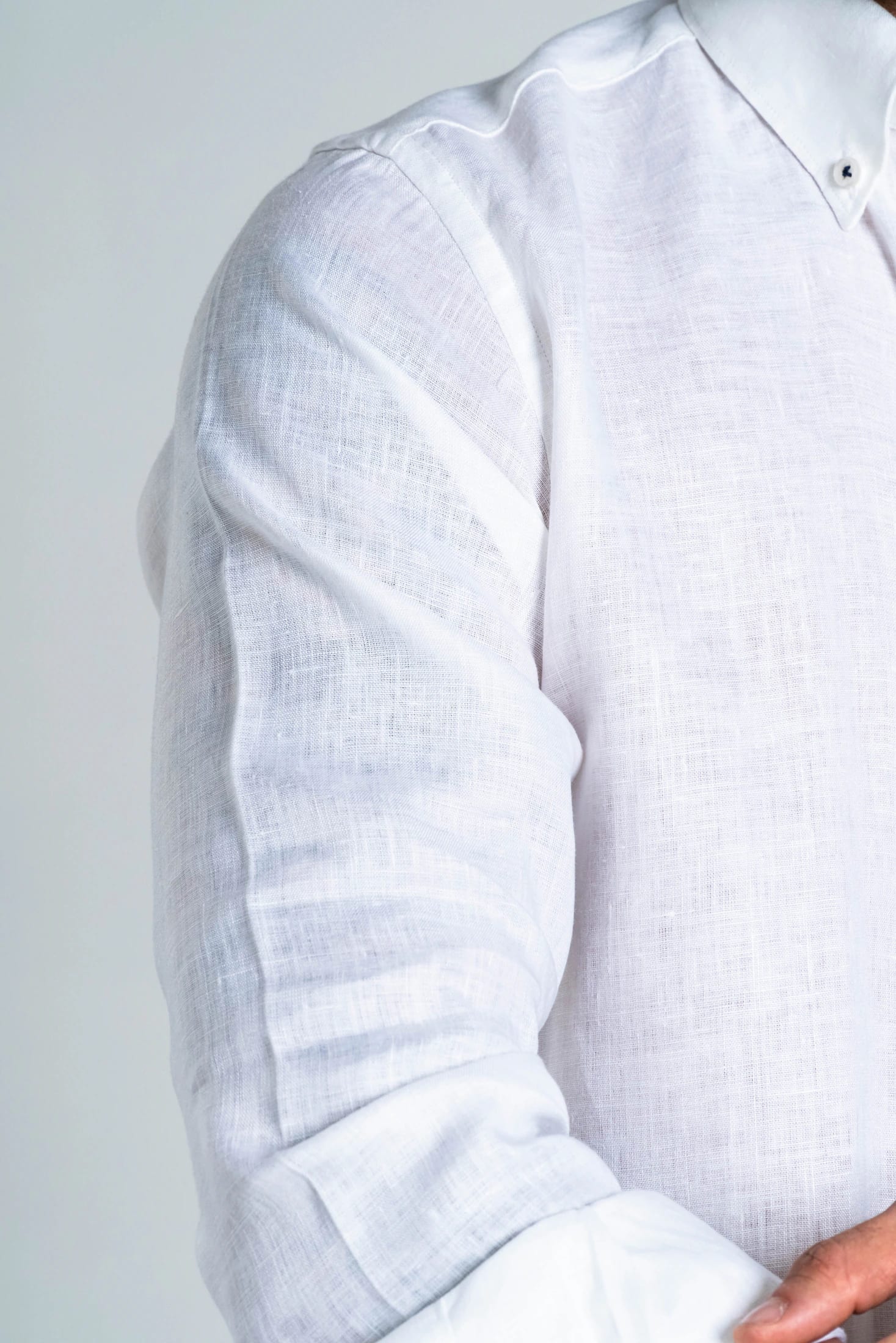 Camisa Botón Contraste Lino Blanco - imagen 8