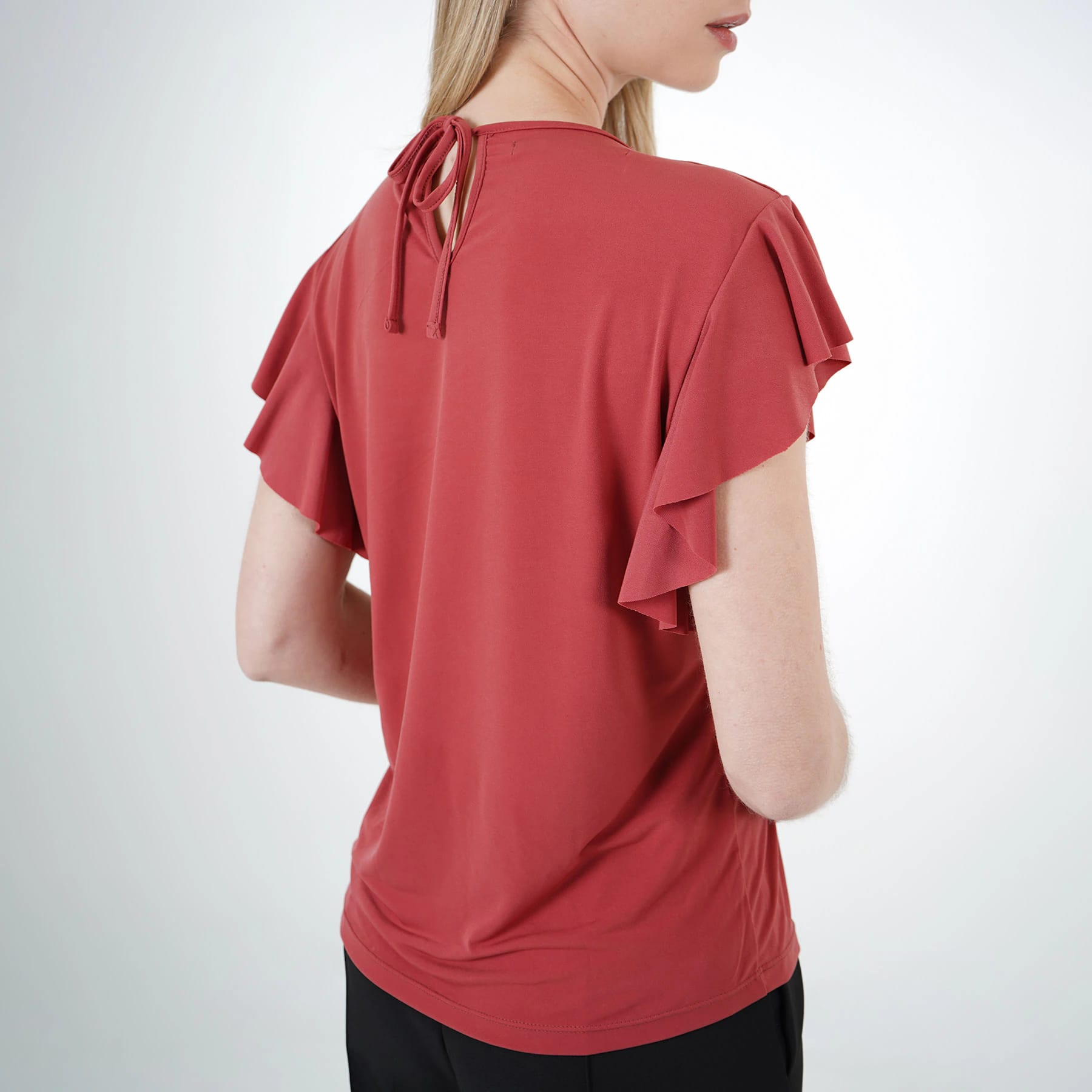 Camiseta top manga bolero corta lazo ajustable espalda cuello - imagen 2