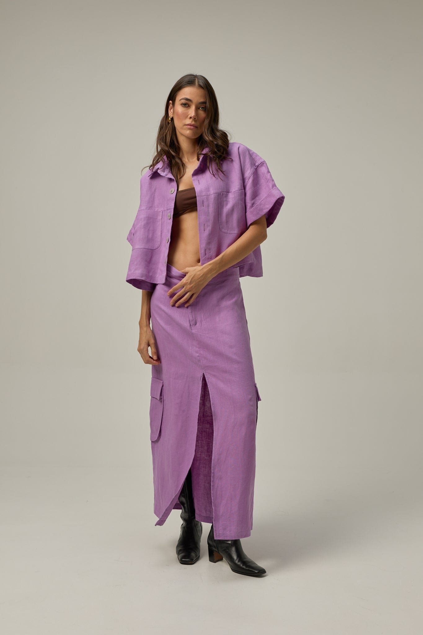Falda Canvas de lino | Morado - imagen 3