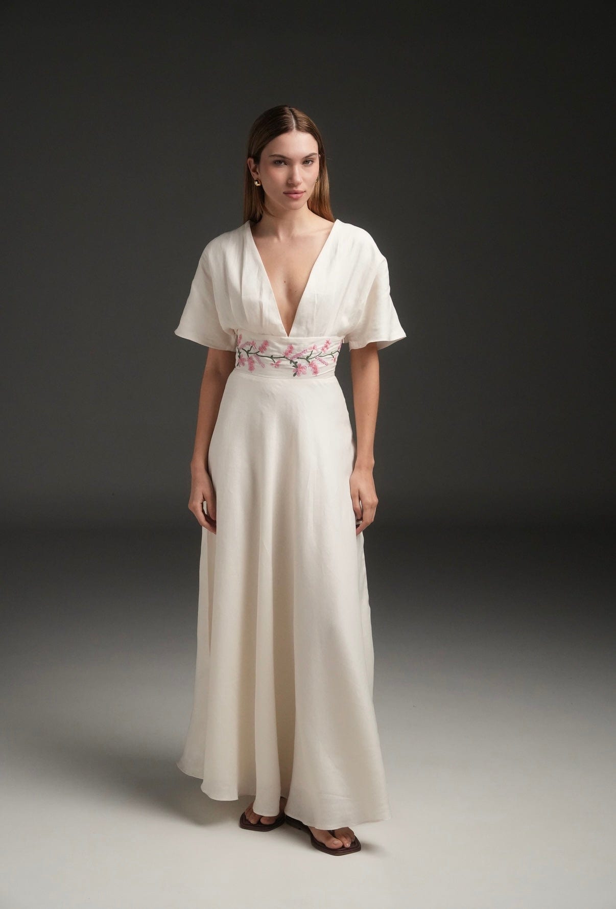 IVORY LUCY LINEN LONG DRESS - imagen 1