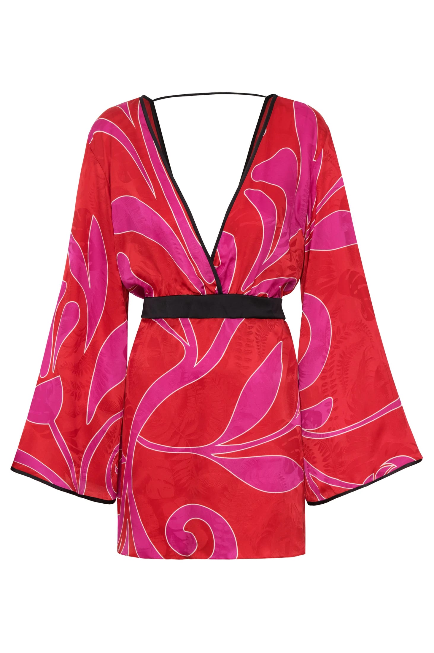 Francisca Silk Jacquard Mini Dress / Red & Fuchsia Maxi Buganvilia - imagen 1