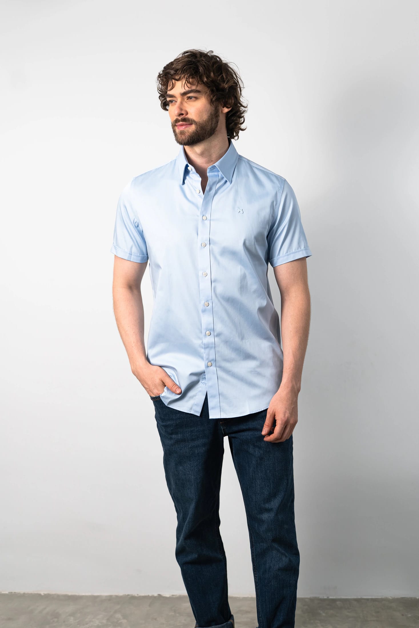 Camisa Manga Corta Azul Celeste - imagen 4