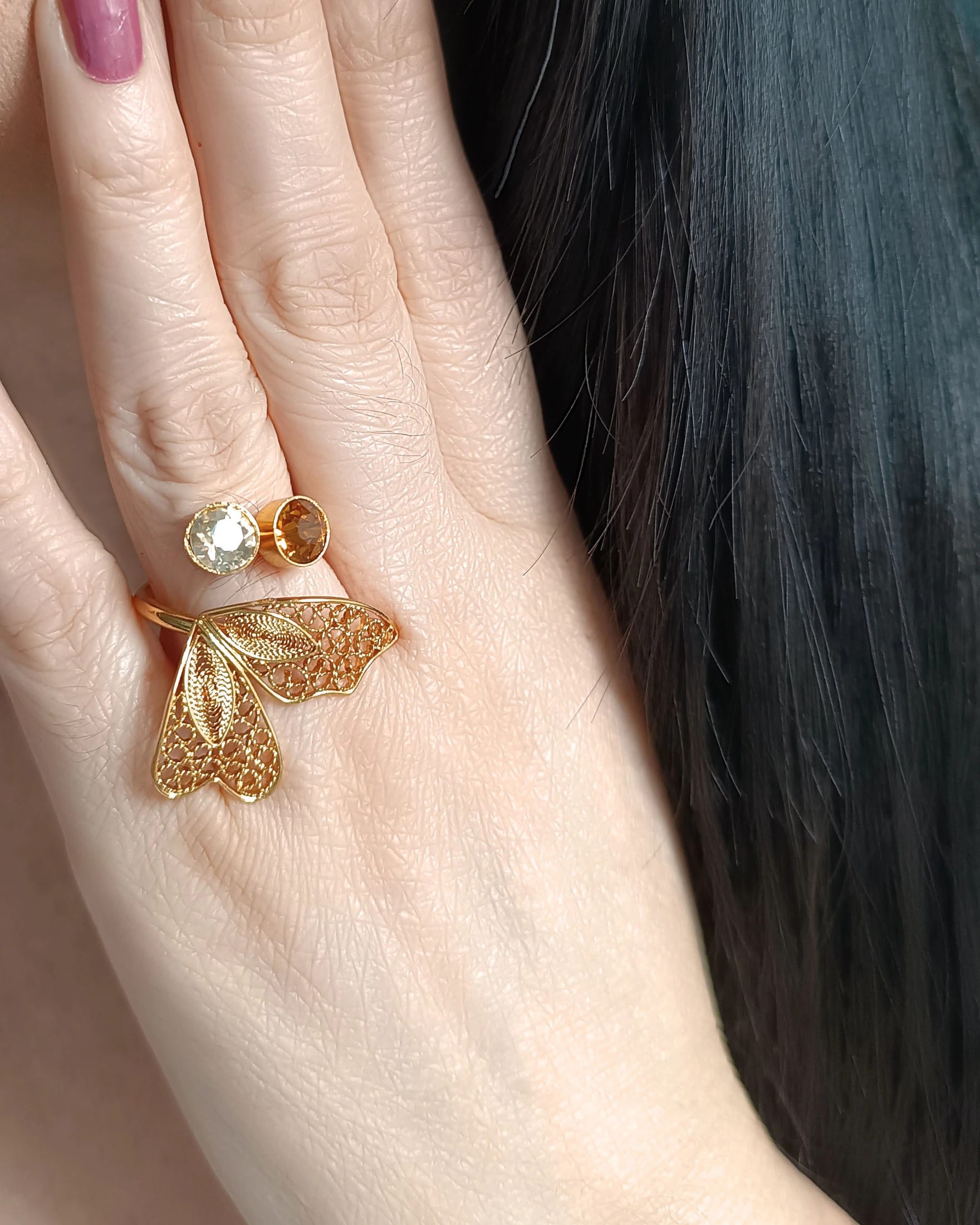 Anillo Alas Mariposa con cristales - imagen 2