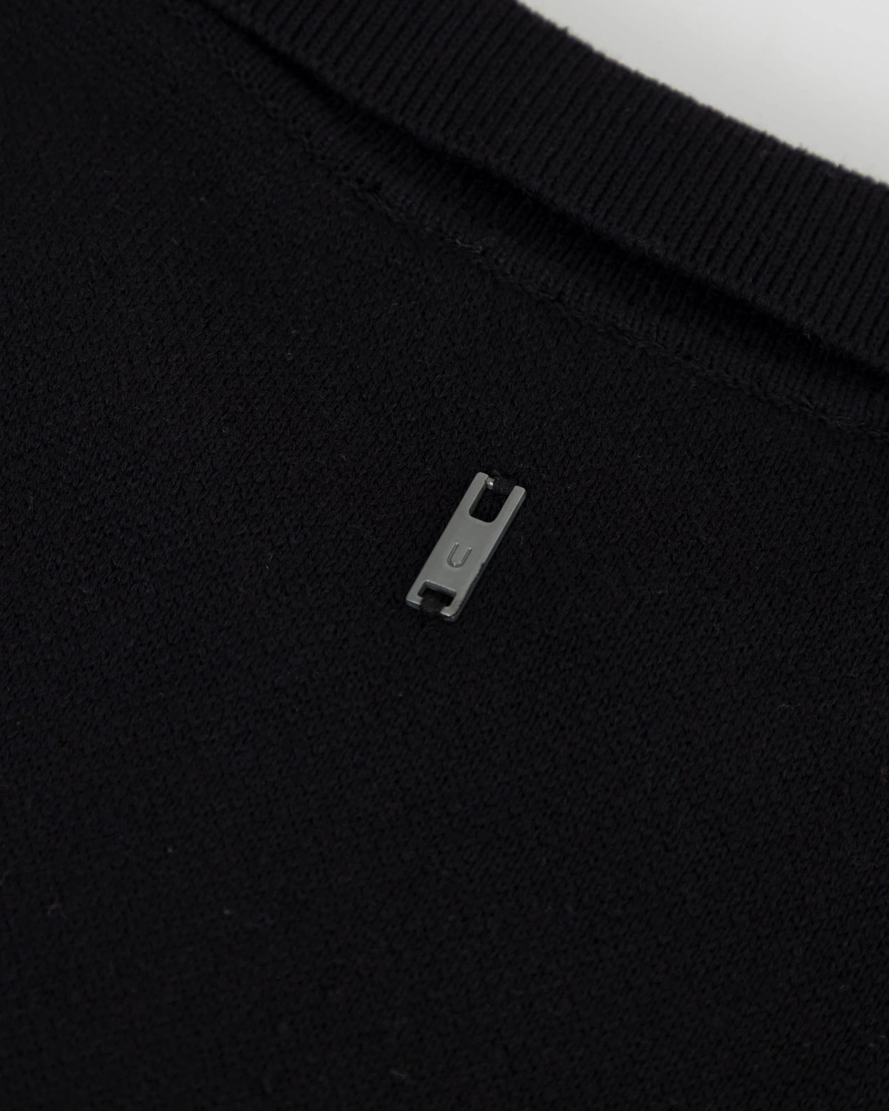 Line Knit Zip Up Long Sleeve Polo Shirt Black - imagen 6