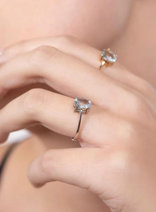 Anillo Aguamarina Óvalo Oro Amarillo 18 K - imagen 2