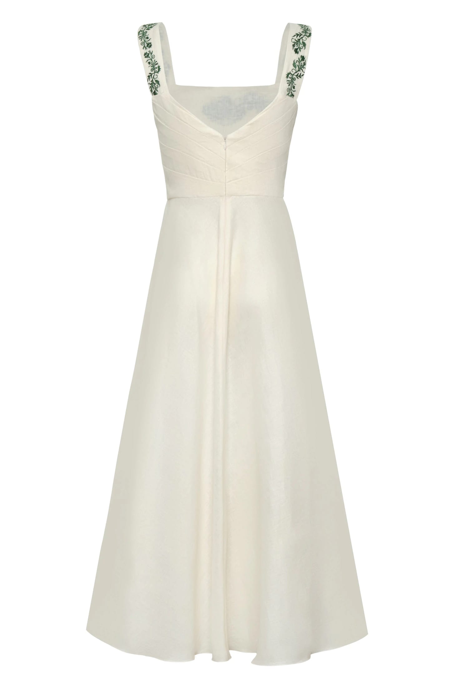 Noelia Embroidered Linen Midi Dress / Ivory Green Buganvilias - imagen 3