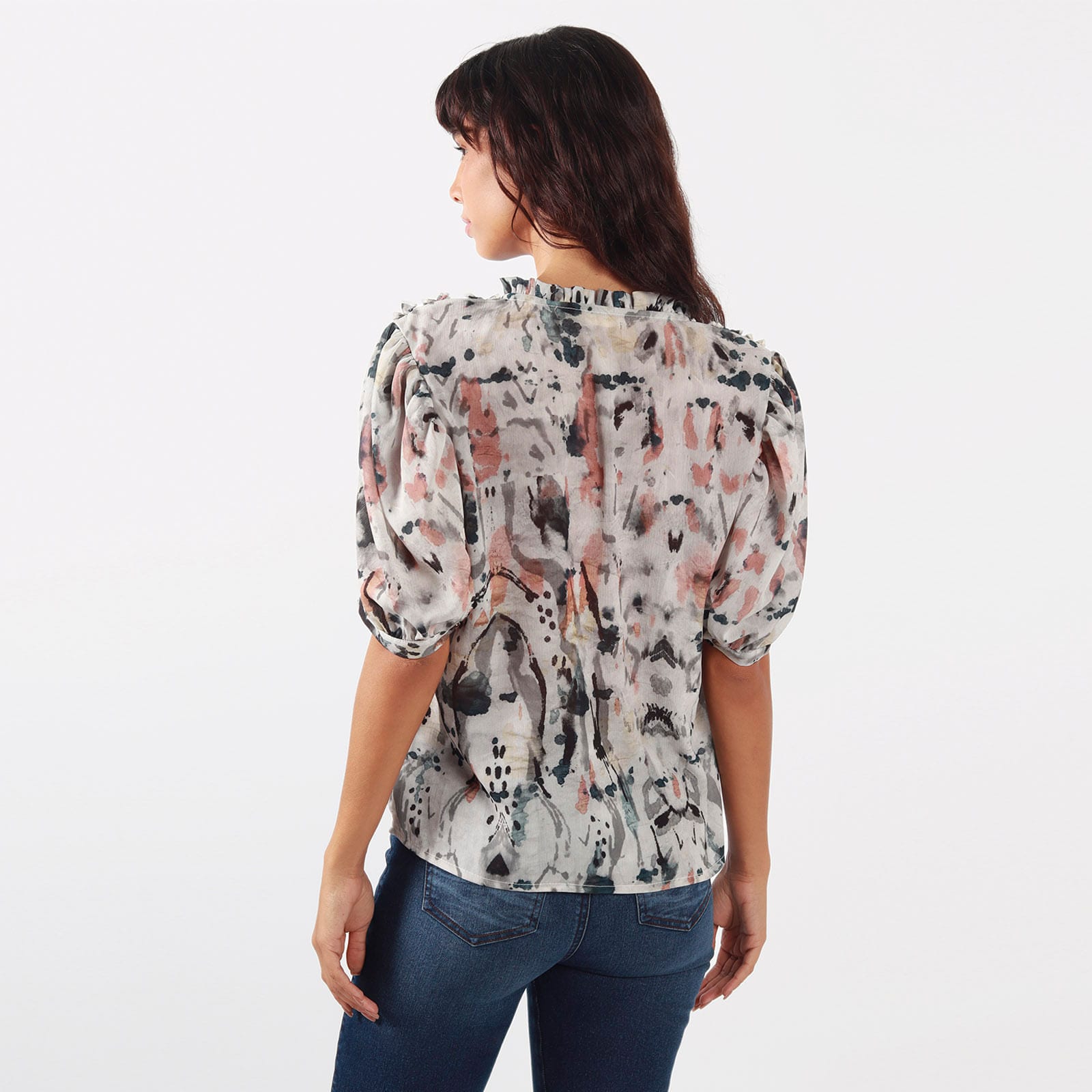 Blusa Cuello Arandela Manga Corta - imagen 4