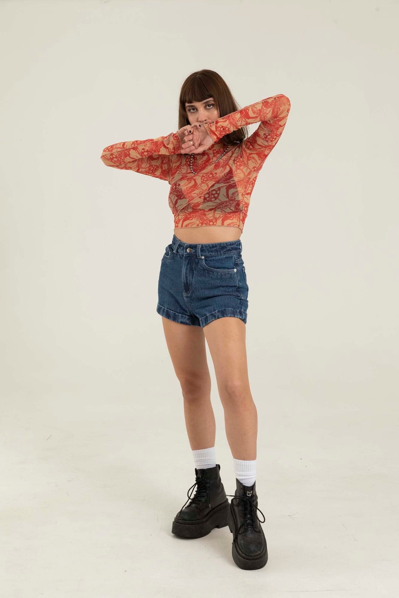 DARK BLUE DENIM SHORT - imagen 7