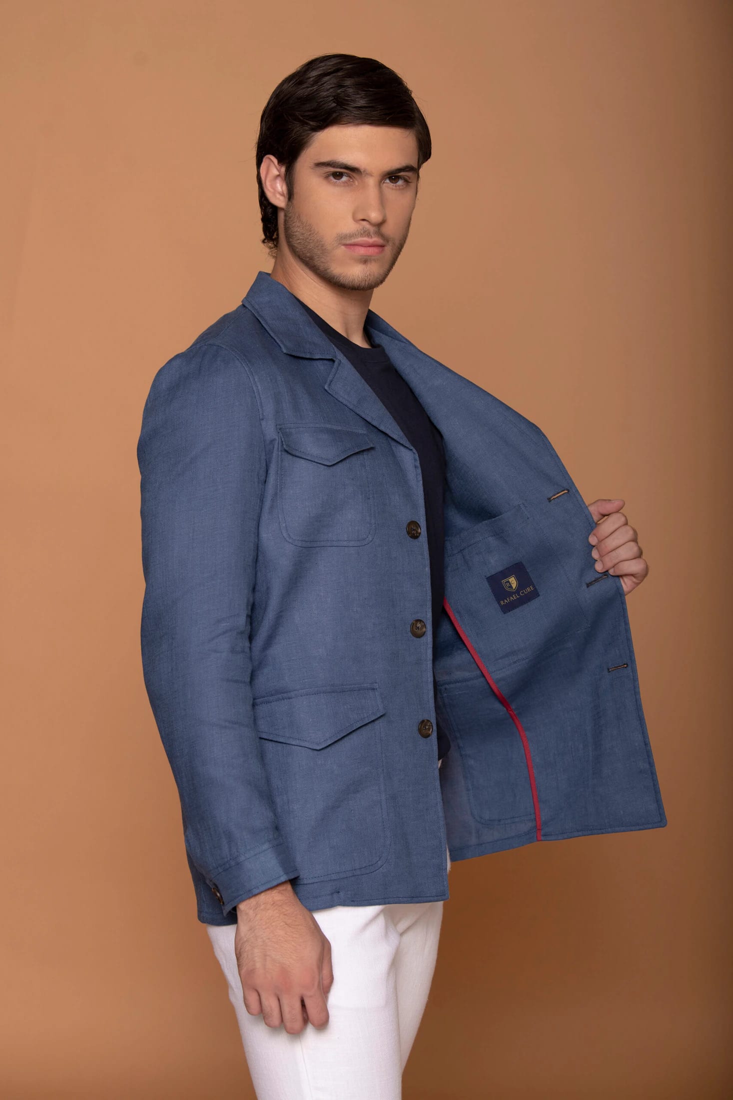 Chaqueta Safari Lino Azul Spark - imagen 3