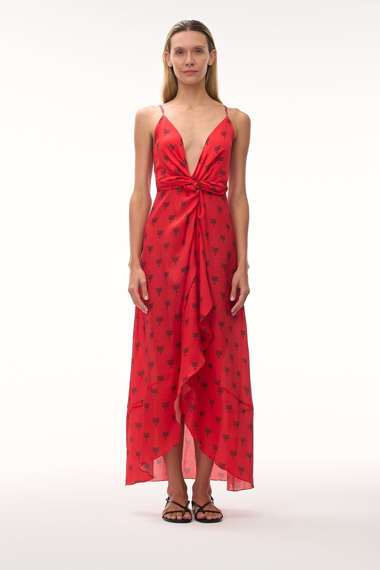 Sabina Martellato Silk Midi Dress / Red Polka Palms - imagen 2