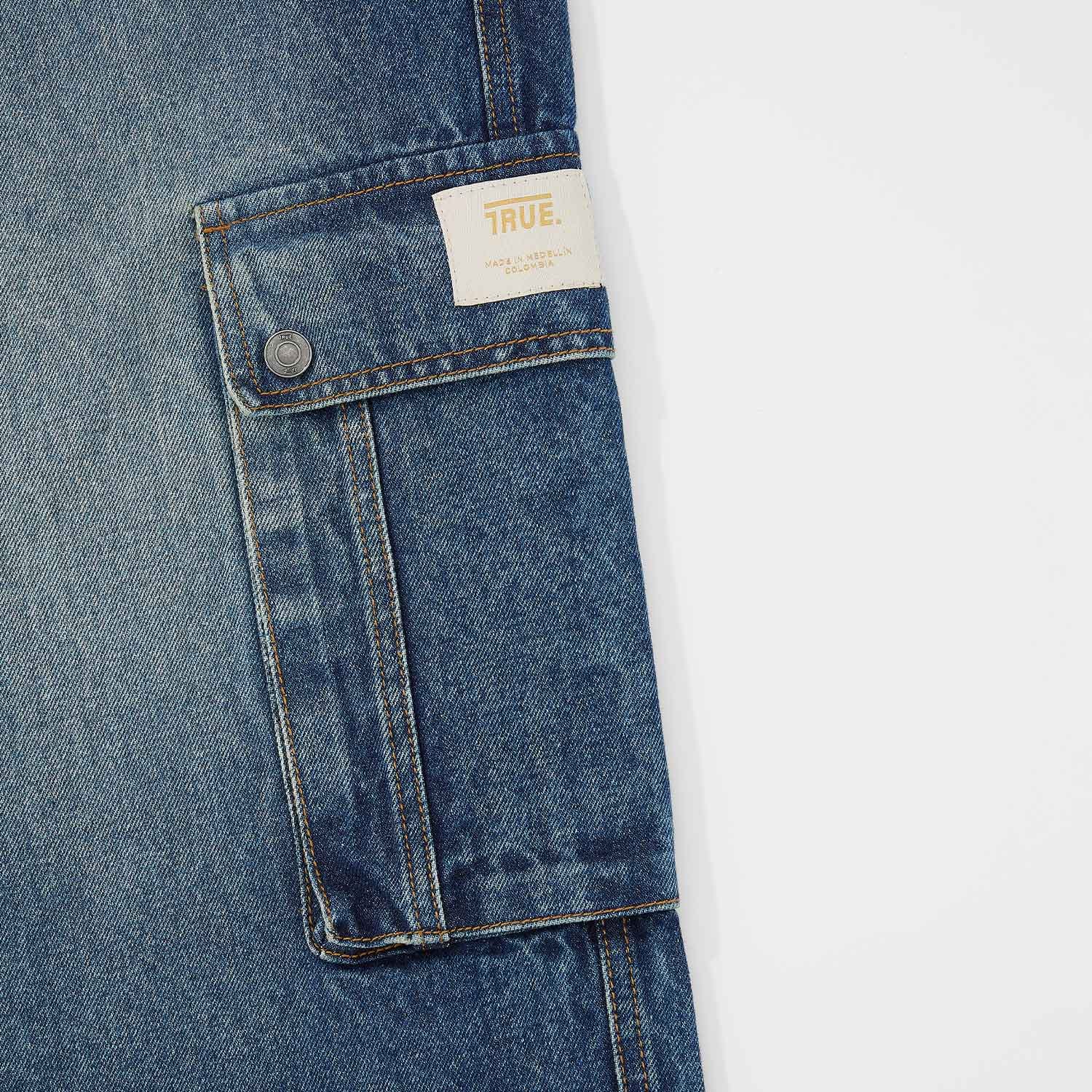 Cargo Multi-Pocket Denim Pants - Deep Blue - imagen 7