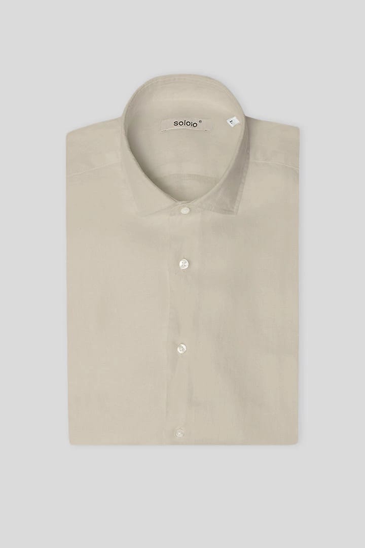 Men's linen shirt beige - imagen 3