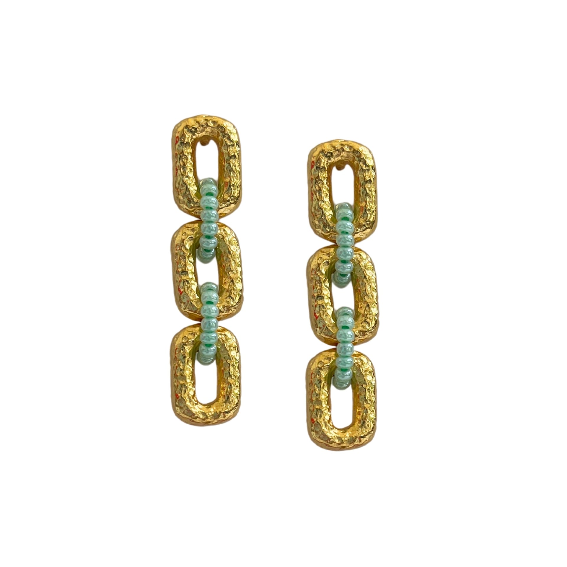 Connected Mini Link Beaded Earrings - imagen 1